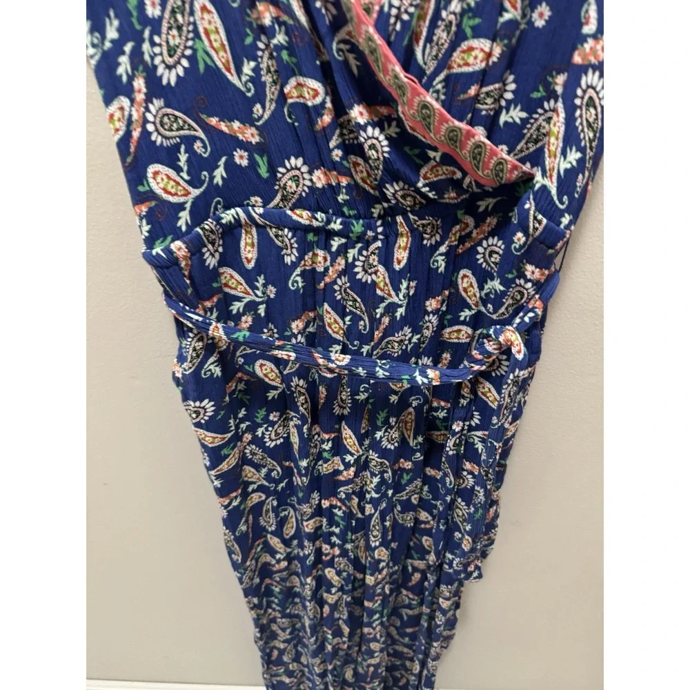 Westport Blue Paisley Sleeveless‎ Wide Leg Jumpsuit Size 16